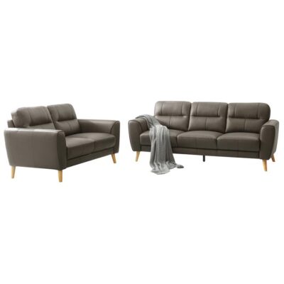 Urban 2 Piece Leather Sofa Set, 3+2 Seater, Dark Grey