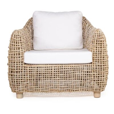 Callum Rattan Lounge Armchair, White Wash