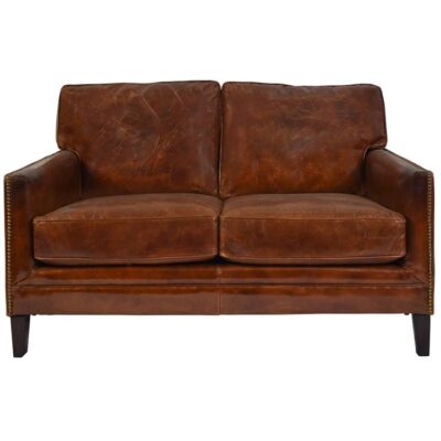 Severus Aged Leather Sofa, 2 Seater