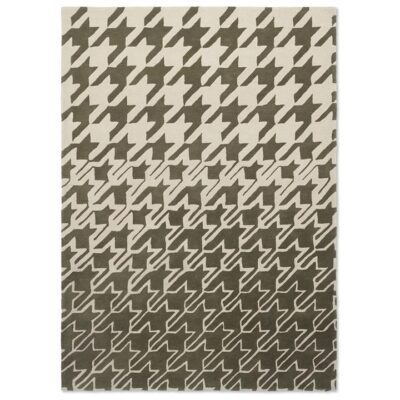 Ted Baker Houndstooth Hand Tufted Designer Wool Rug, 280x200cm, Grey