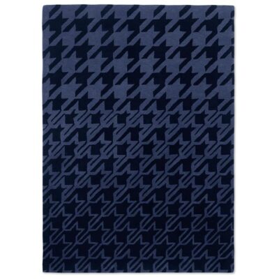 Ted Baker Houndstooth Hand Tufted Designer Wool Rug, 280x200cm, Dark Blue