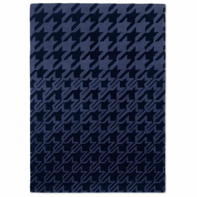 Ted Baker Houndstooth Hand Tufted Designer Wool Rug, 350x250cm, Dark Blue