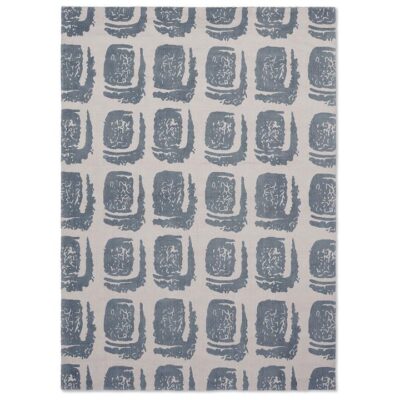 Ted Baker Woodblock Hand Loomed Designer Cotton Rug, 350x250cm, Grey