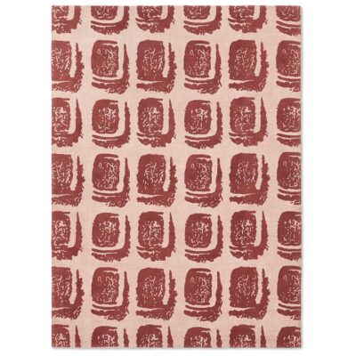 Ted Baker Woodblock Hand Loomed Designer Cotton Rug, 280x200cm, Red