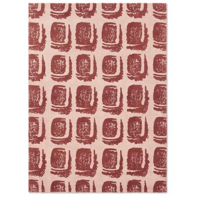 Ted Baker Woodblock Hand Loomed Designer Cotton Rug, 350x250cm, Red