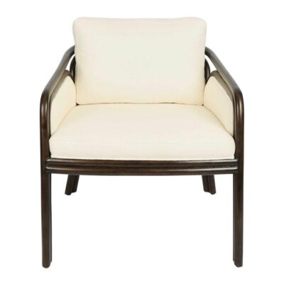 La Rou Rattan & Fabric Armchair, Brown / White