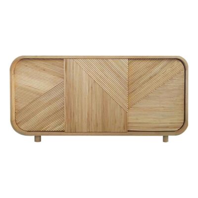 Letitia Timber & Rattan Sliding Door Buffet Table, 180cm, Natural