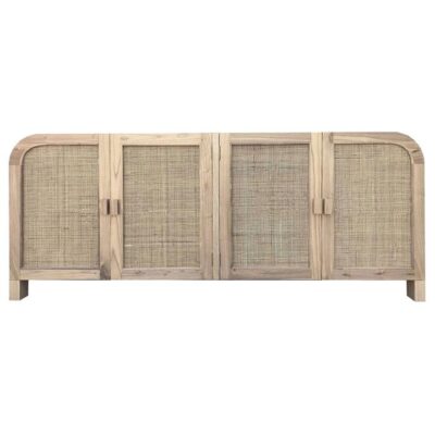 Grace Timber & Rattan 4 Door Buffet Table, 196cm, Natural