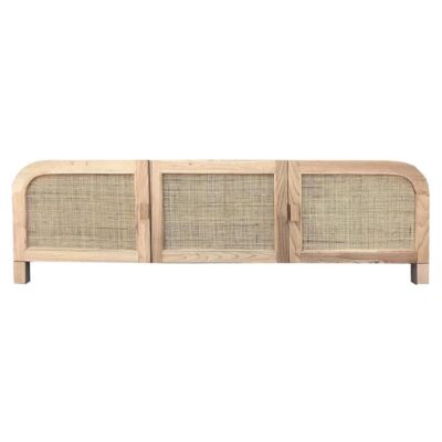 Grace Timber & Rattan 3 Door TV Unit, 180cm, Natural