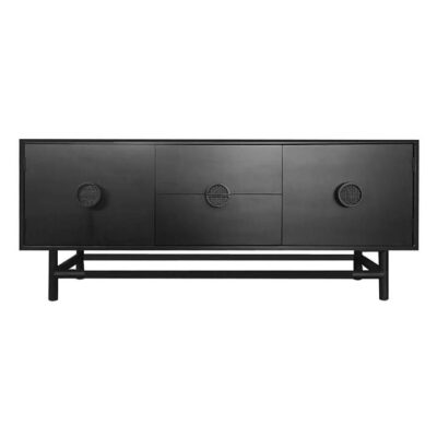 Rondo Timber & Rattan 2 Door 2 Drawer Sideboard, 180cm, Black