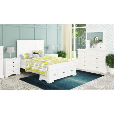 Sansa Acacia Timber 5 Piece Bedroom Suite with Dresser & Mirror, Queen