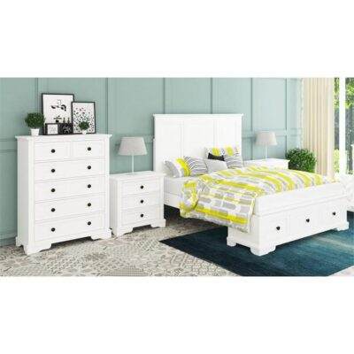 Sansa Acacia Timber 4 Piece Bedroom Suite with Tallboy, Queen