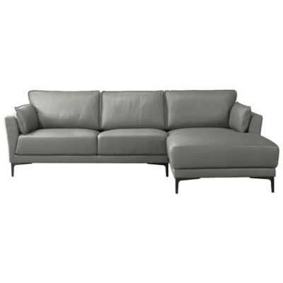 Pubbsio Leather Corner Sofa, 2 Seater with RHF Chaise, Charcoal