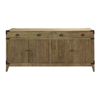 Baldwin Reclaimed Oak Timber 4 Door 4 Drawer Sideboard, 190cm