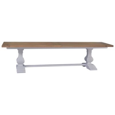 Calverton Mahogany Timber Trestle Dining Table, 305cm, Antique French Oak / White