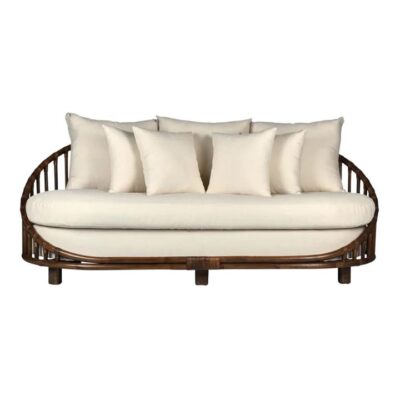 Palm Cove Rattan Sofa, 3 Seater, Brown