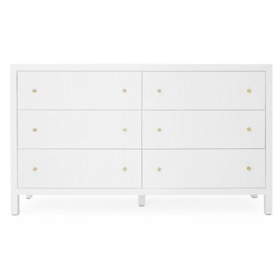Claudia Mahogany Timber 6 Drawer Dresser, White