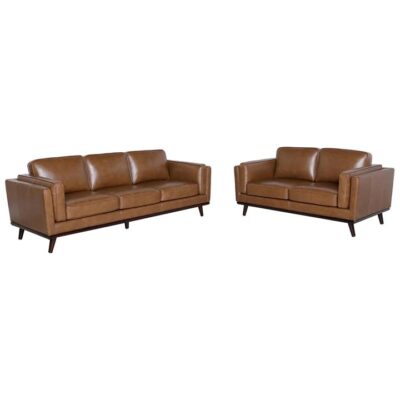 Mclaren 2 Piece Leather Sofa Set, 3+2 Seater, Scotch