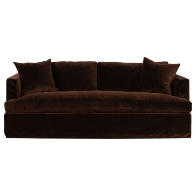 Birkshire Velvet Fabric Slip Cover Sofa, 3 Seater, Dark Chocolate