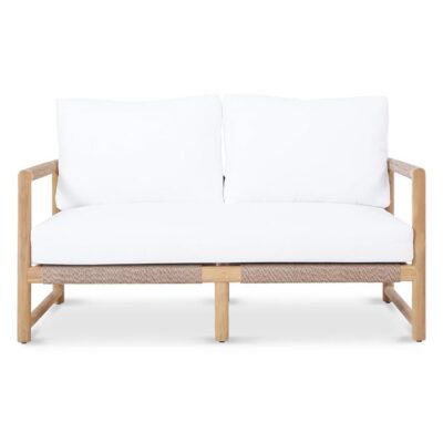 Natamia Teak Timber & Cord Outdoor Sofa, 2 Seater