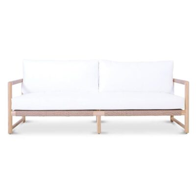 Natamia Teak Timber & Cord Outdoor Sofa, 3 Seater