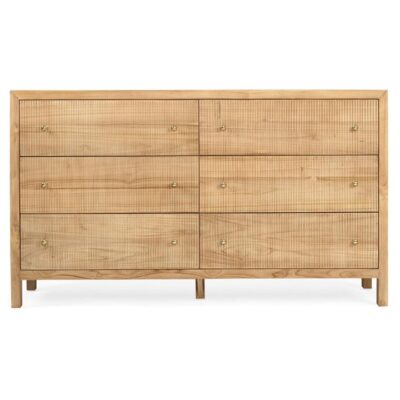 Claudia Teak Timber  6 Drawer Dresser, Natural