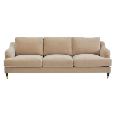 Aerin Velvet Fabric Sofa, 3 Seater, Taupe