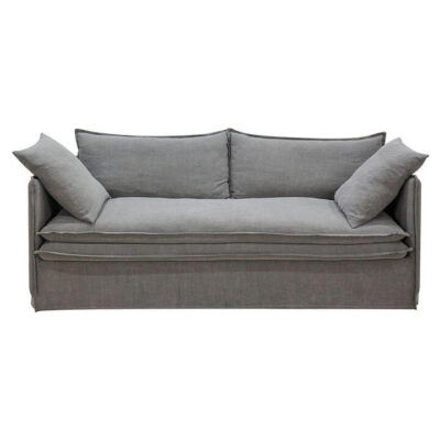 Palm Beach Fabric Slip Cover Sofa, 3 Seater, Slate Grey