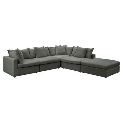 Caraluxe Fabric Modular Corner Sofa, 4 Seater with Ottoman, Pewter