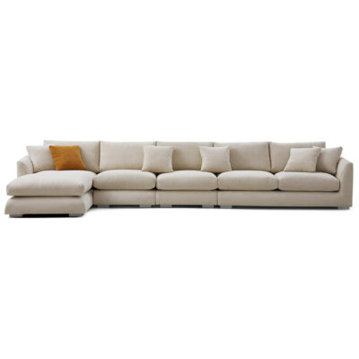 Effton Fabric Corner Sofa, 5 Seater with LHF Chaise, Beige