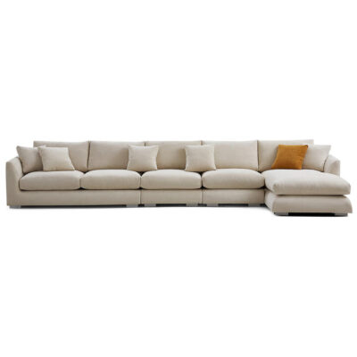 Effton Fabric Corner Sofa, 5 Seater with RHF Chaise, Beige