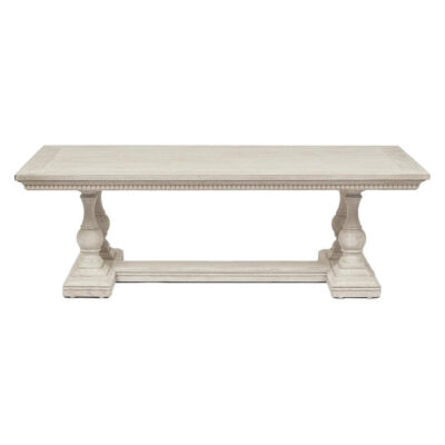 Willowgrove Oak Timber Pedestal Dining Table, 300cm, Distressed White