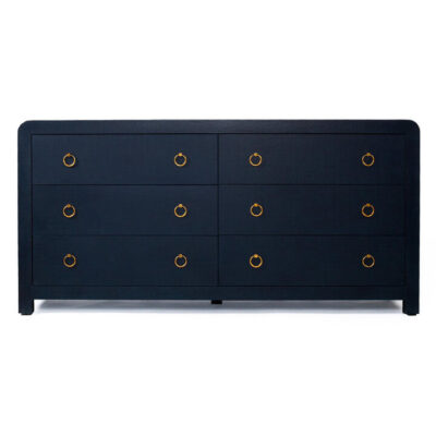 Brightmoor Linen Wraped Timber 6 Drawer Dresser, Navy