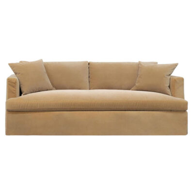 Birkshire Velvet Fabric Slip Cover Sofa, 3 Seater, Ochre