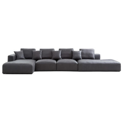 Sleekon Modern Fabric Modular Corner Sofa, 5 Seater Armless with LHF Chaise, Dark Grey