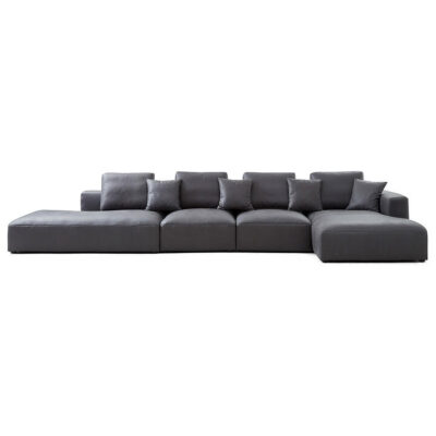 Sleekon Modern Fabric Modular Corner Sofa, 5 Seater Armless with RHF Chaise, Dark Grey