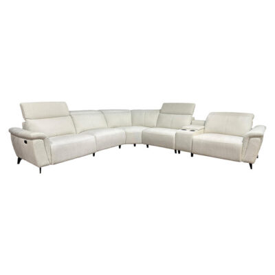 Luda Fabric Modular Electric Recliner Corner Sofa, 5 Seater, Pearl