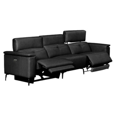 Claxton Leather Electric Recliner Sofa, 3 Seater, Black