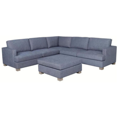 Gatsby Fabric Corner Sofa, 5 Seater with Ottoman, Denim