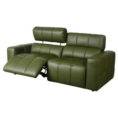 Castello 2 Piece Leather Electric Recliner Sofa Set, 3+2 Seater, Forest Green