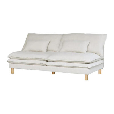 Aura Belgian Linen Fabric Sofa Modular, 2 Seater Armless, Off White