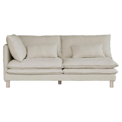 Aura Belgian Linen Fabric Sofa Modular, 2 Seater with LHF Arm, Oatmeal
