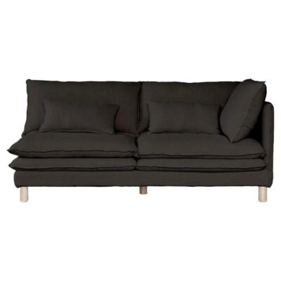 Aura Belgian Linen Fabric Sofa Modular, 2 Seater with RHF Arm, Charcoal