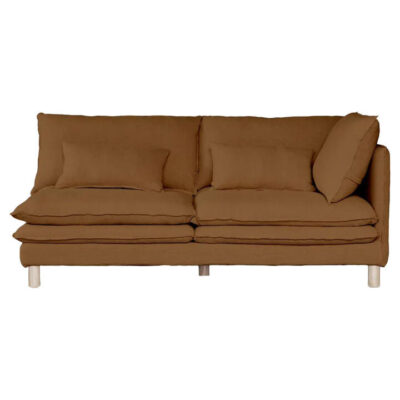 Aura Belgian Linen Fabric Sofa Modular, 2 Seater with RHF Arm, Brown