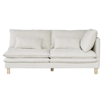 Aura Belgian Linen Fabric Sofa Modular, 2 Seater with RHF Arm, Off White