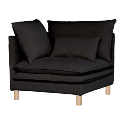 Aura Belgian Linen Fabric Sofa Modular, Corner Seat, Charcoal