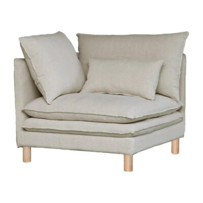 Aura Belgian Linen Fabric Sofa Modular, Corner Seat, Oatmeal