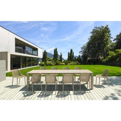 Siesta Vegas 11 Piece Commercial Grade Outdoor Extendable Dining Table Set, 260-300cm, with Air Chair, Taupe