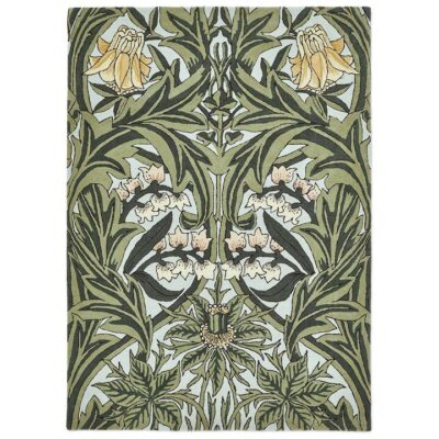 Morris & Co Bluebell Hand Tufted Designer Wool Rug, 280x200cm, Leafy Arbour Green