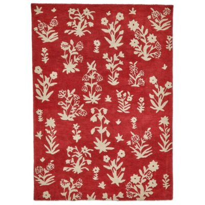 Sanderson Woodland Glade Hand Tufted Designer Wool Rug, 350x250cm, Damson Red
